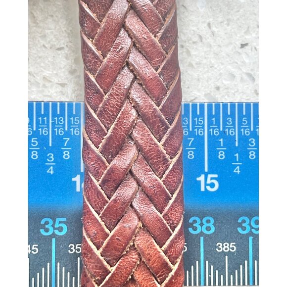 Talbots Womens Braided Leather Belt Brown 0.75" x 37”  Buckle 1.75” - Picture 10 of 10